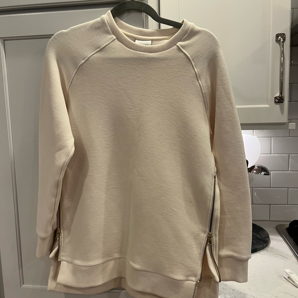 Varley Cream Sweatshirt with Zipper Details